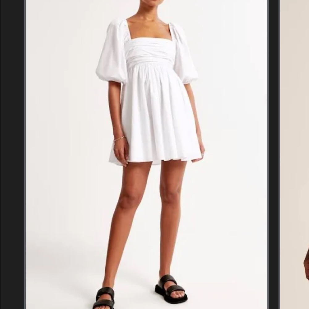 Ruched Bodice Puff Sleeve Mini Dress